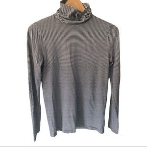 J.Crew Black and White Pinstripe Turtleneck Medium